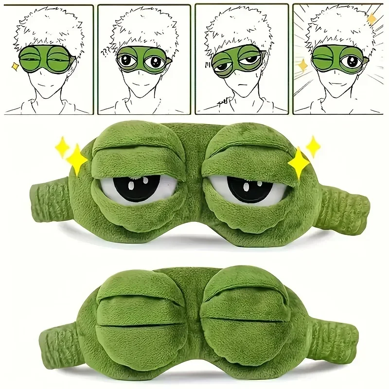Máscara de Dormir 3D Sapo Verde Algodão Pelúcia - Imagem 2