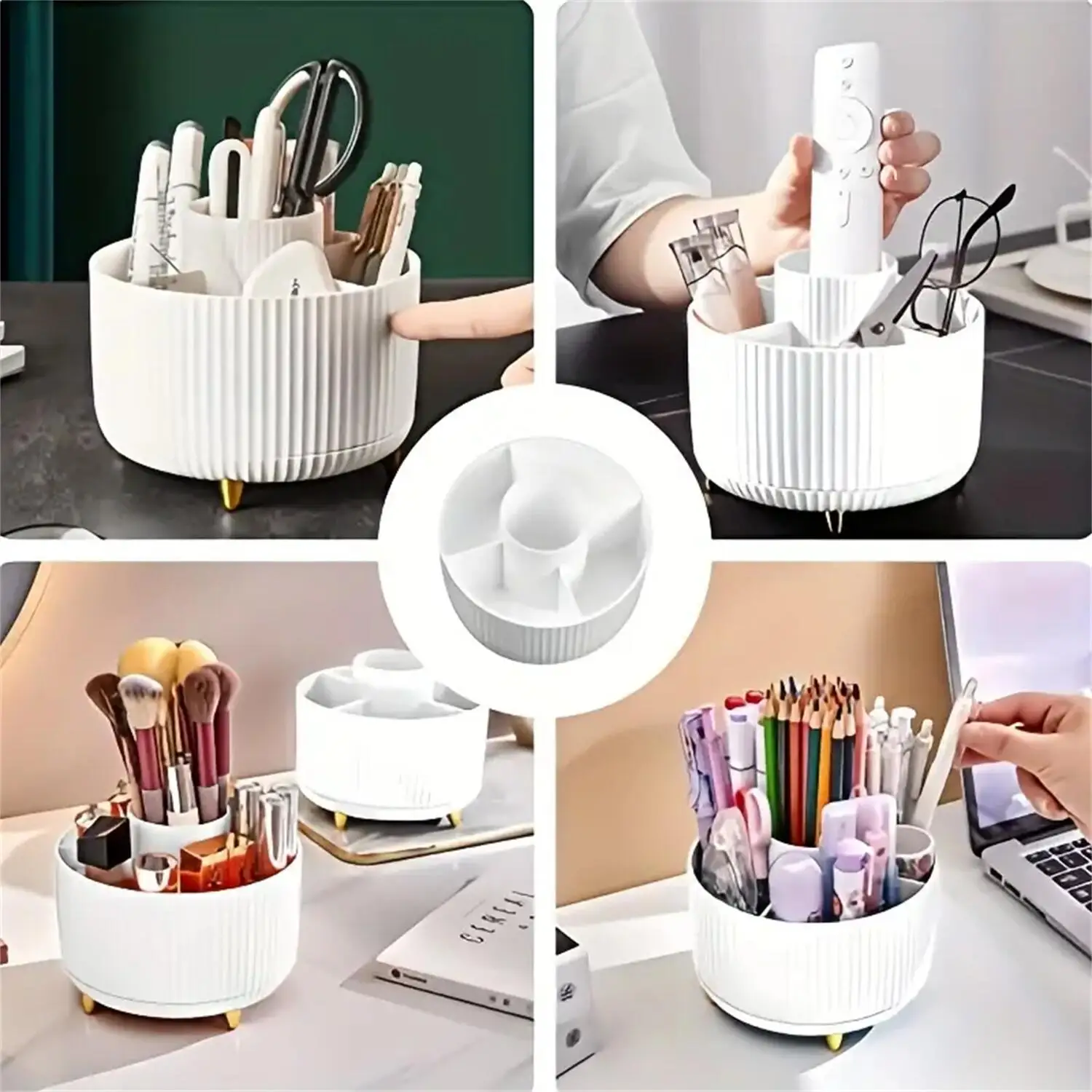 Organizador de maquiagem giratório 360° com 5 compartimentos - Imagem 5