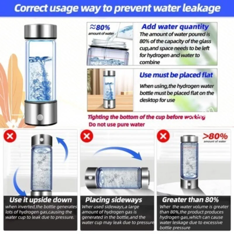 Copo Gerador de Água com Hidrogênio Portátil USB - Imagem 5