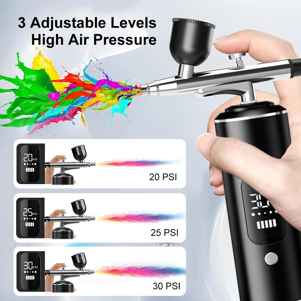 Aerógrafo Portátil com Compressor para Pintura Artesanato USB - Imagem 3