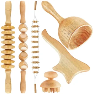 kit massageador de madeira 6 em 1