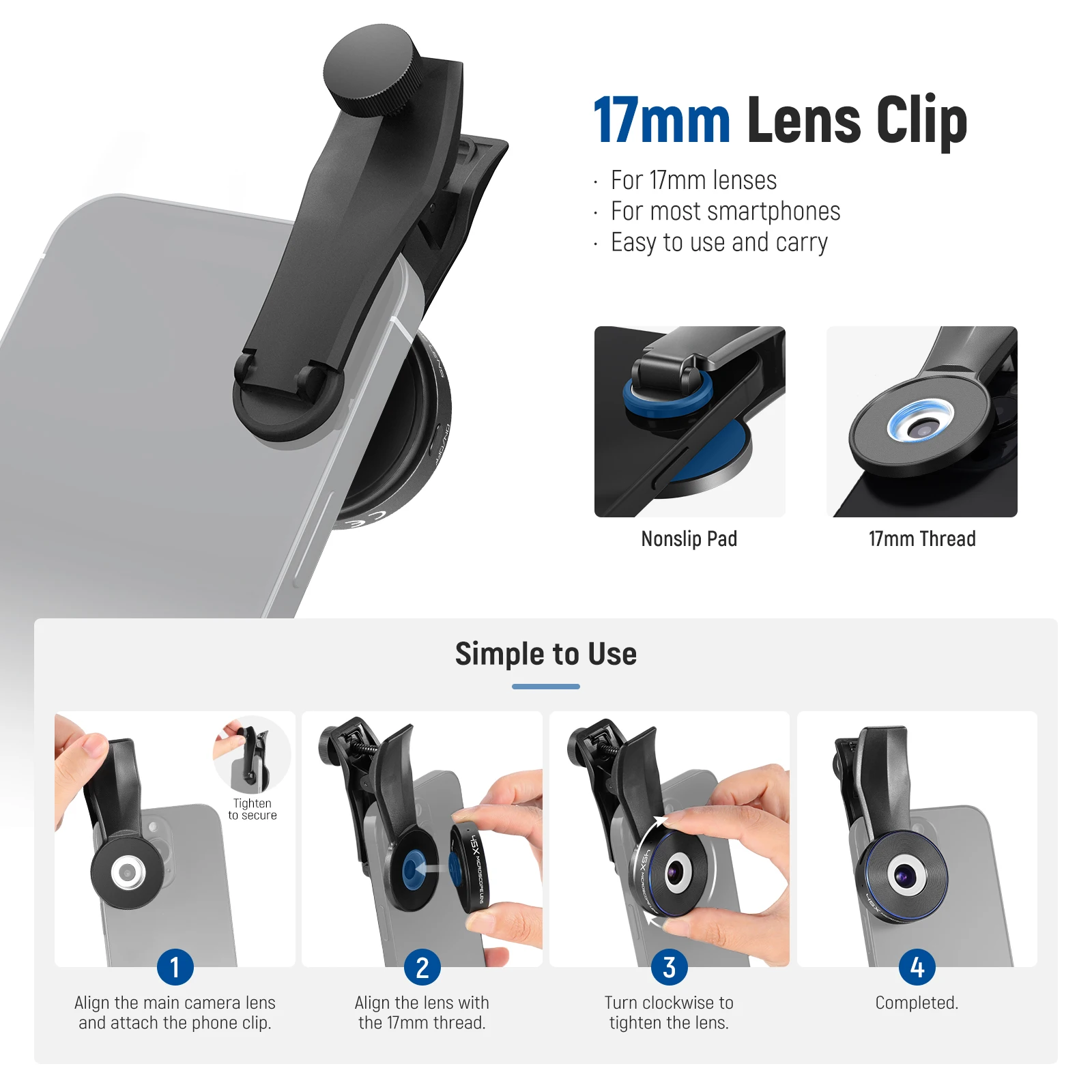 Neewer Lente de Microscópio de Bolso 45x com Clipe para Telefone - Imagem 6