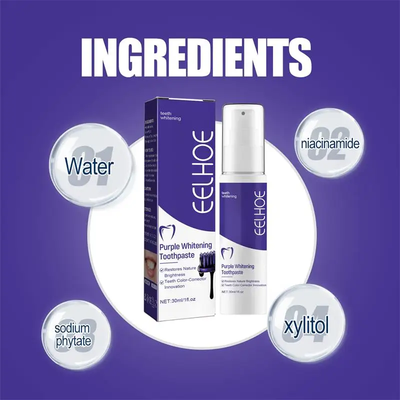 Whiten Gel Creme Dental Clareador Roxo para Limpeza dos Dentes - Imagem 6