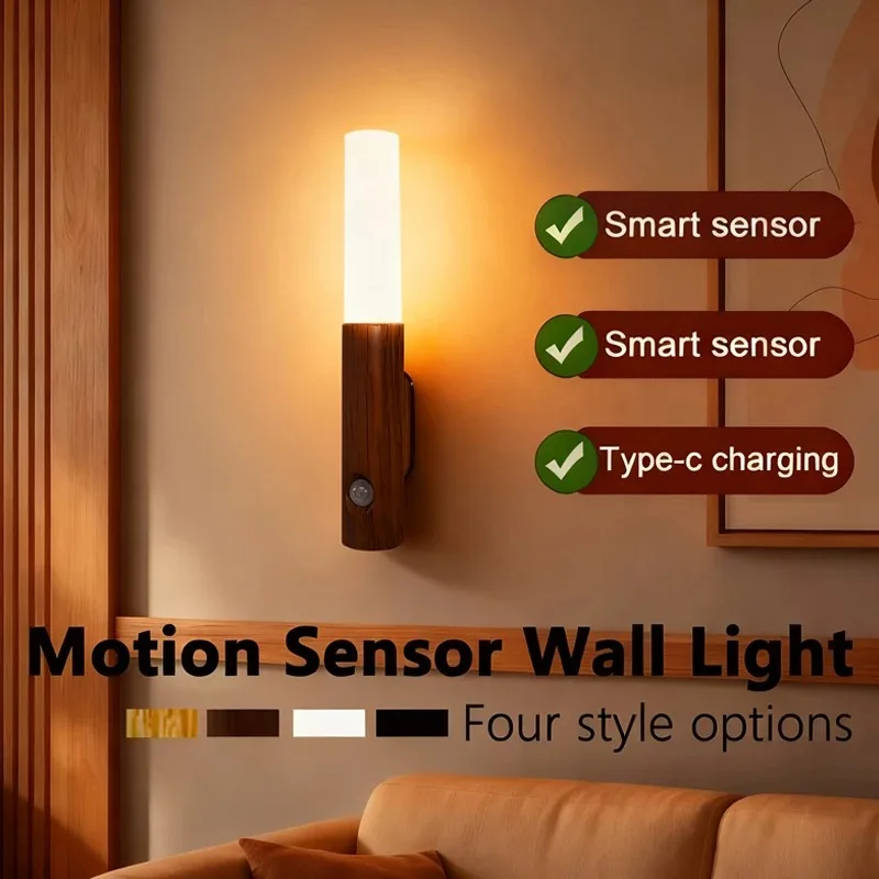 Luz Noturna LED Sensor Movimento Recarregável Magnética - Imagem 2