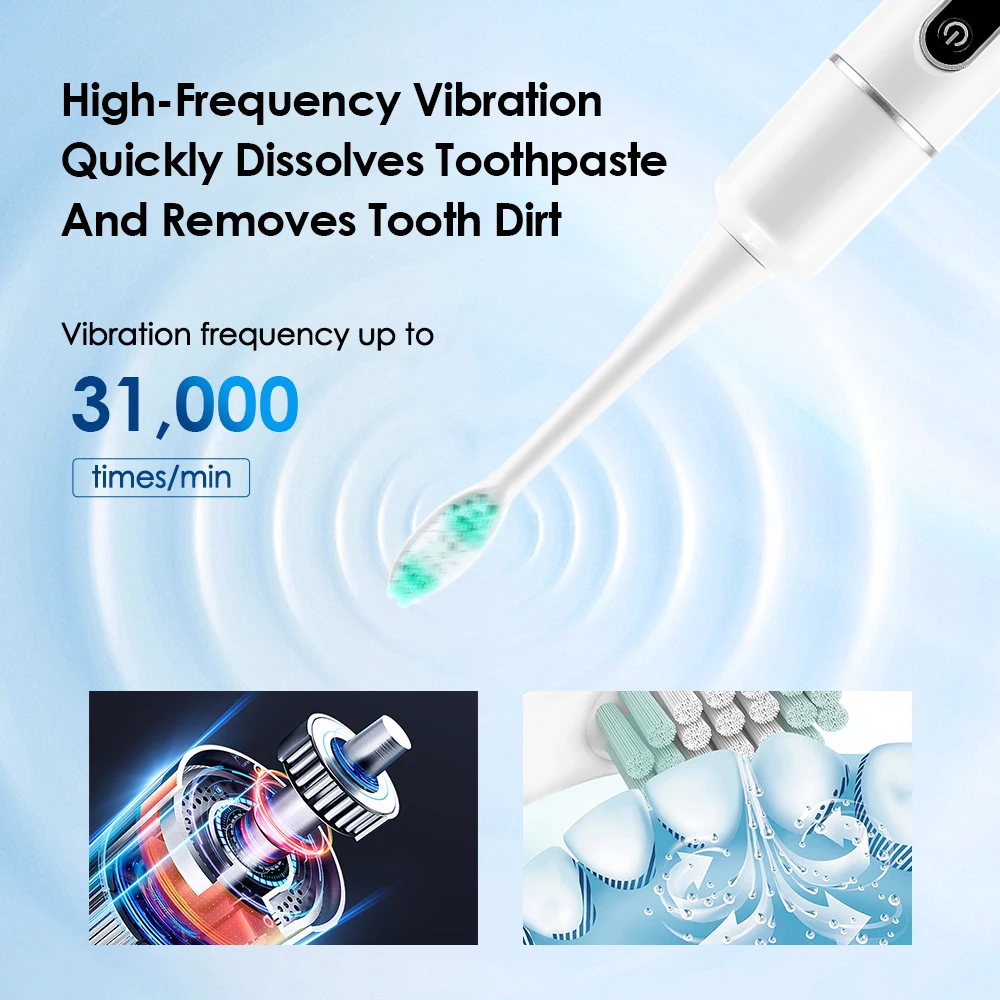 Limpador de dentes elétrico 6 modos vibração alta frequência - Imagem 3