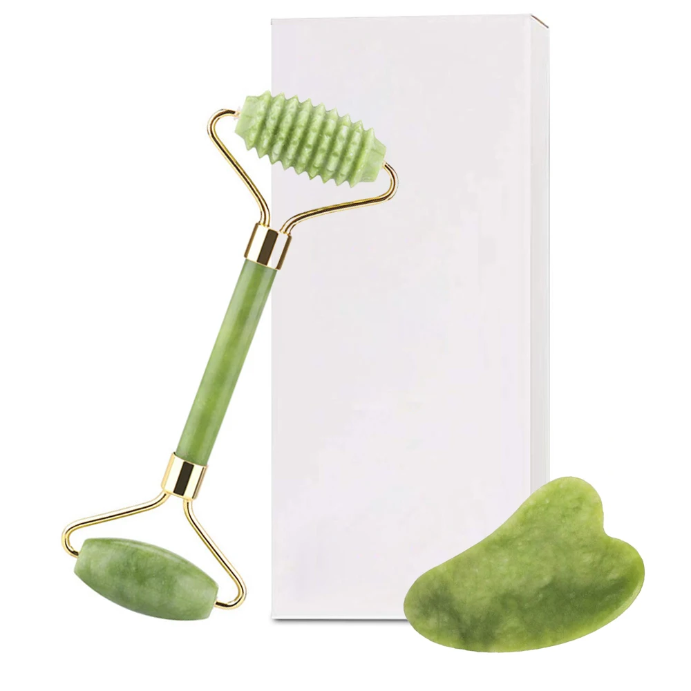 Conjunto Rolo de Jade e Gua Sha Coração Verde - Imagem 3