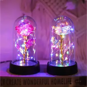 flor rosa led luz noturna