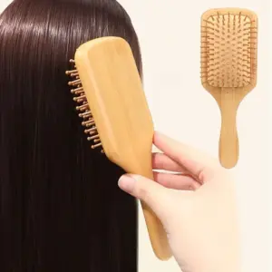 escova de cabelo madeira bambu roxa