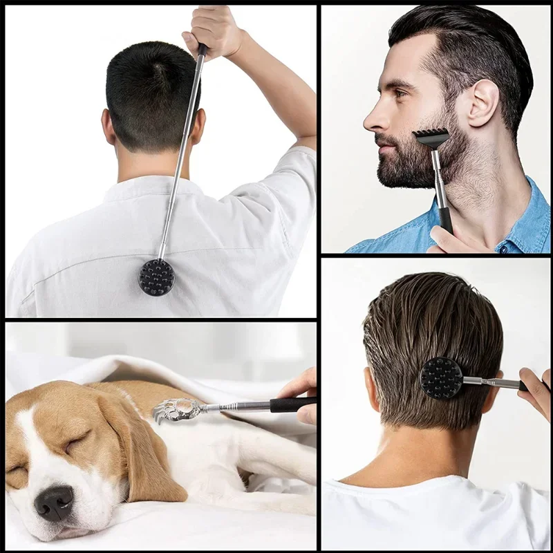 Coçador de Costas Telescópico Extensível com 3 Pontas, Preto - Imagem 4