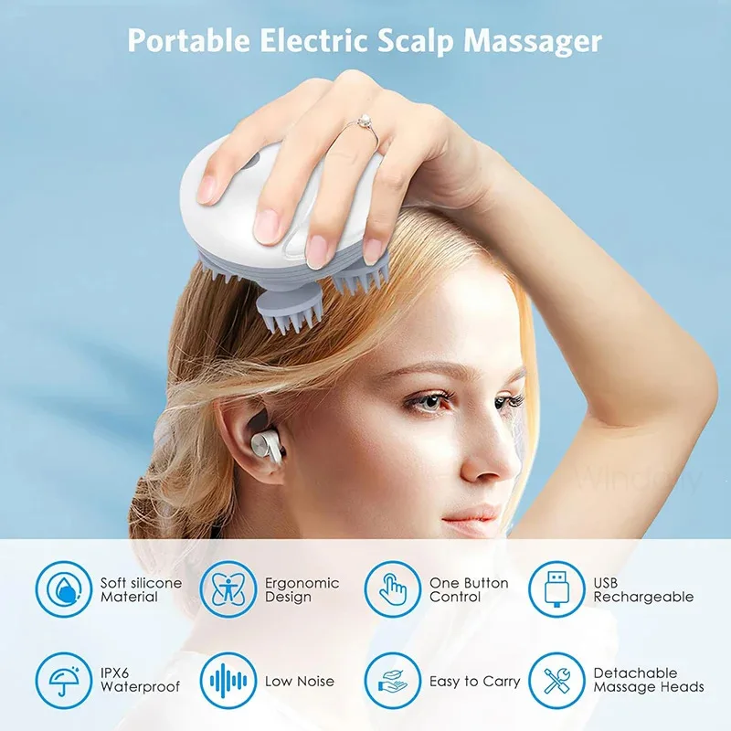 Massageador Elétrico de Cabeça 4 Pontas Amassamento 3D USB - Imagem 4