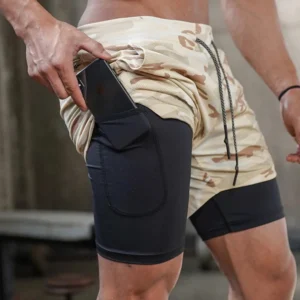 short masculino esportivo 2 em 1