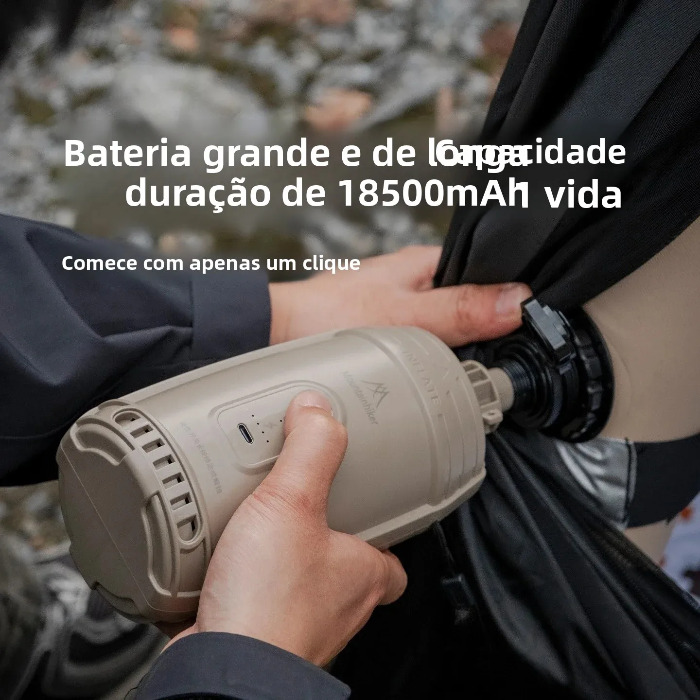 Bomba de Ar Portátil MOUNTAINHIKER USB para Barraca Colchão Boia - Imagem 2