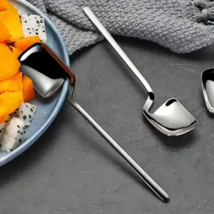 colher de aço inoxidável alça longa