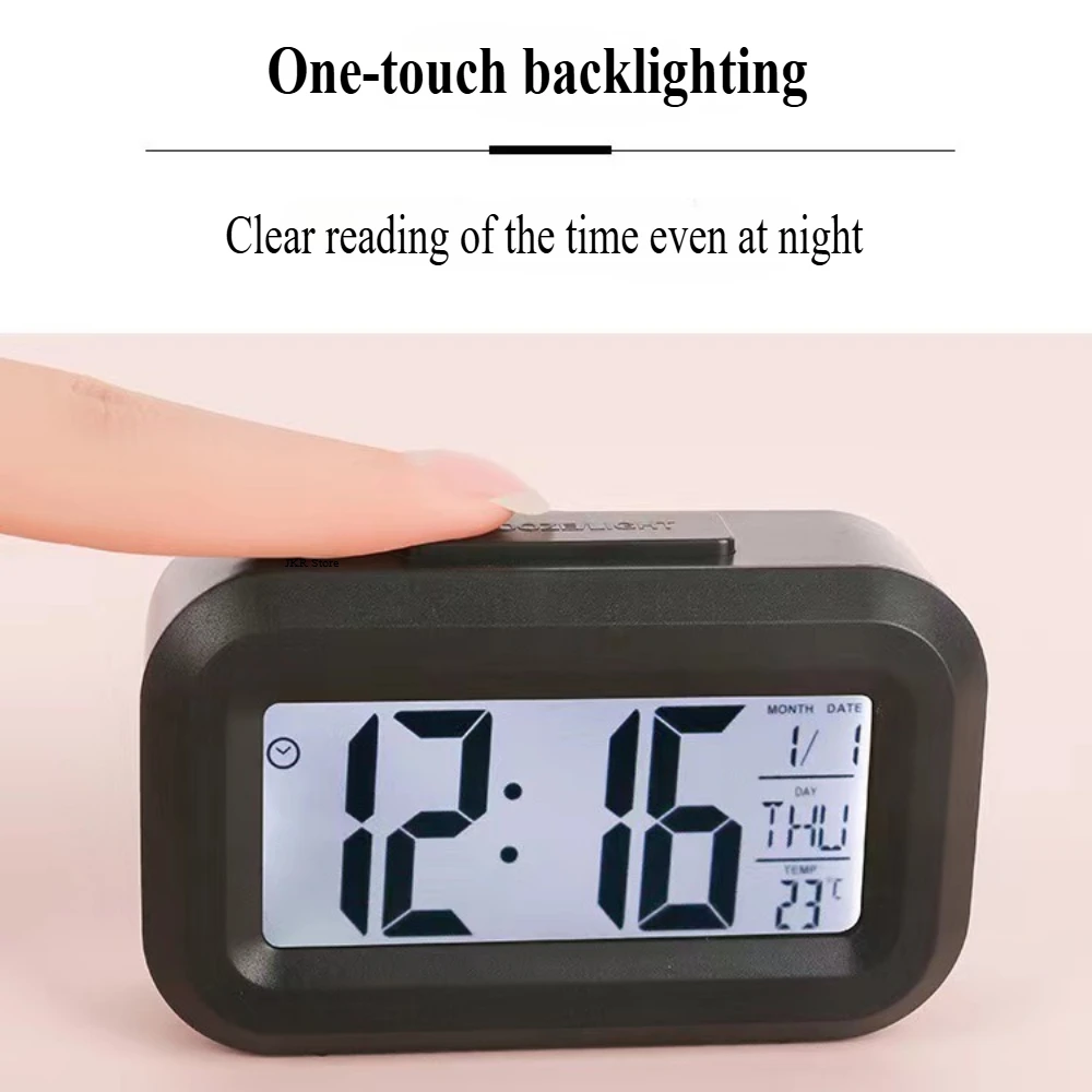 Despertador Digital LED com Luz Noturna Snooze Cinza - Imagem 5