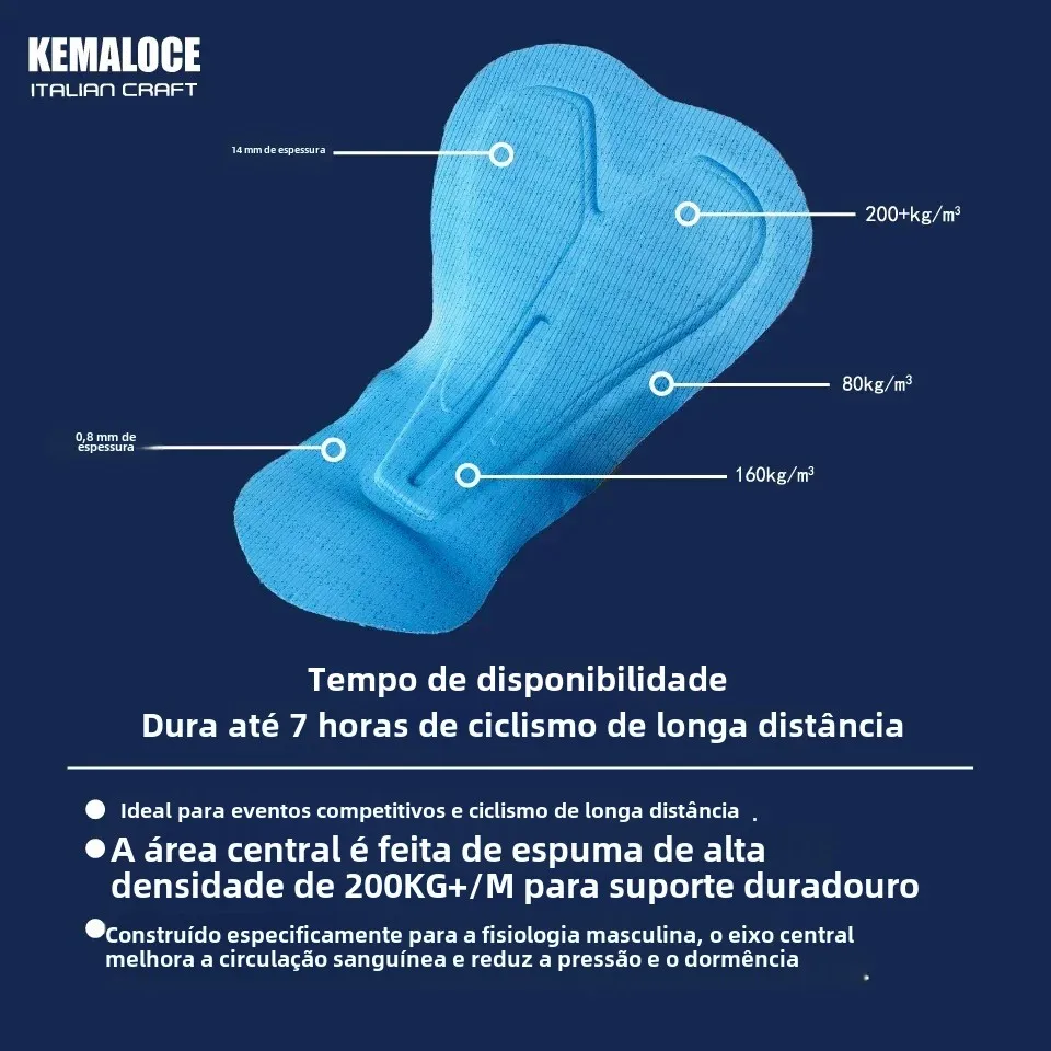 KEMALOCE Calção Ciclismo Masculino Gel 5D Preto - Imagem 3
