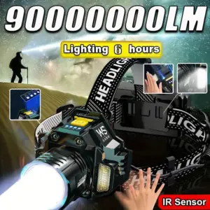 lanterna de cabeça led cob sensor de movimento