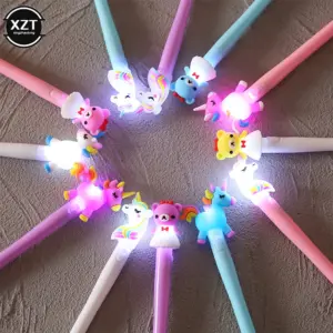 caneta gel unicórnio com luz led