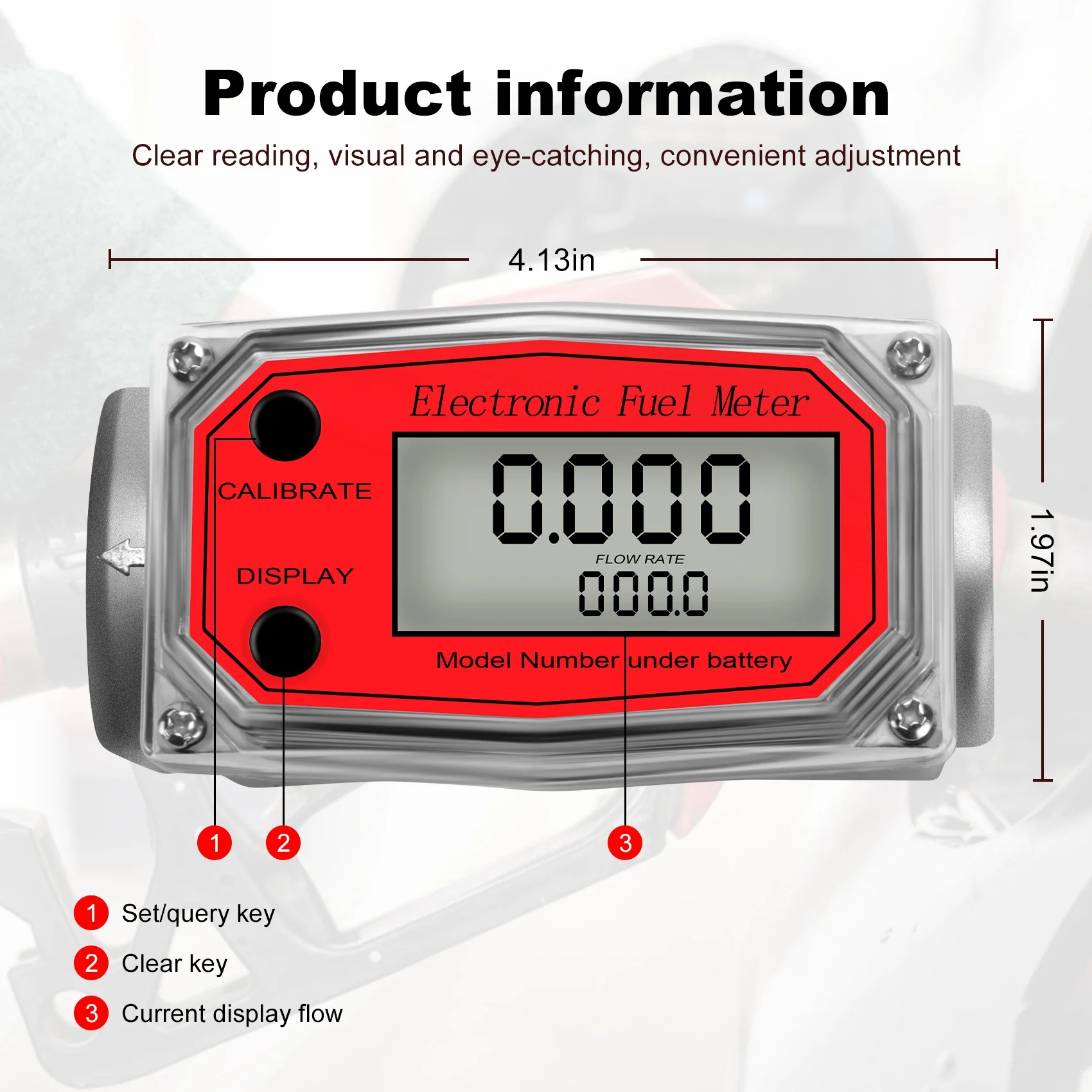 Medidor de fluxo de turbina digital LCD 1" NPT amarelo - Imagem 6