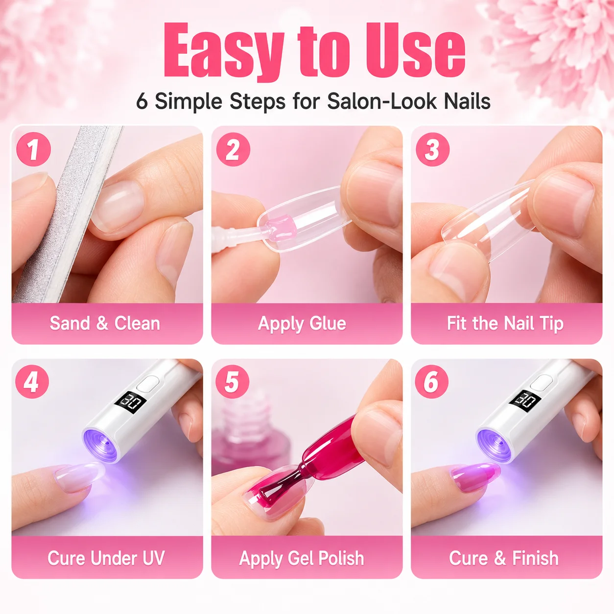 Lâmpada UV LED Mini para Unhas Recarregável Display Inteligente - Imagem 6