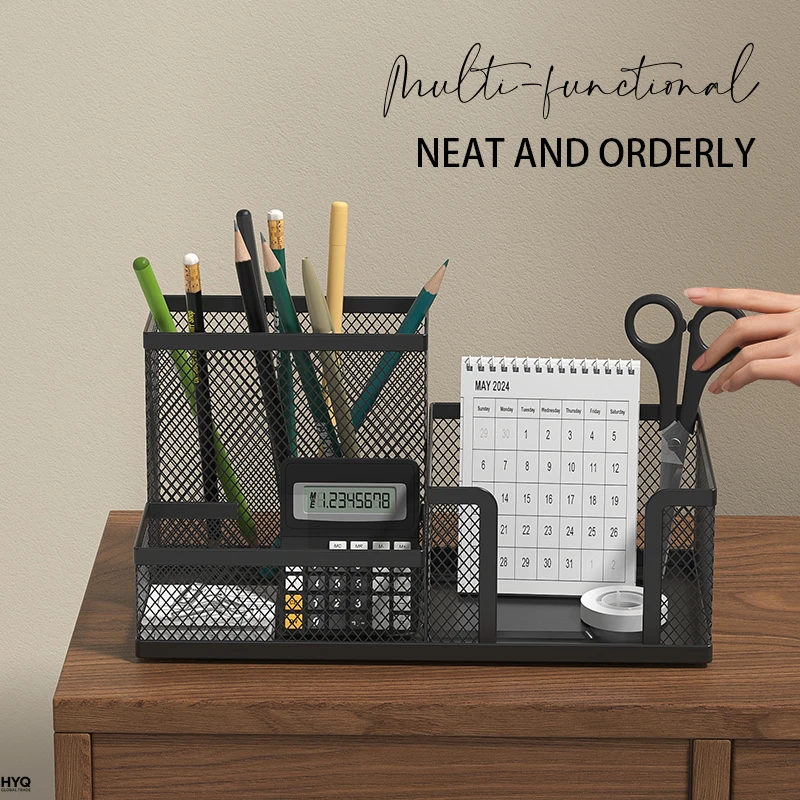 organizador de mesa em malha 3 compartimentos