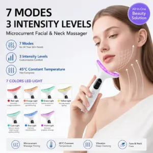 massageador facial e pescoço led 7 cores