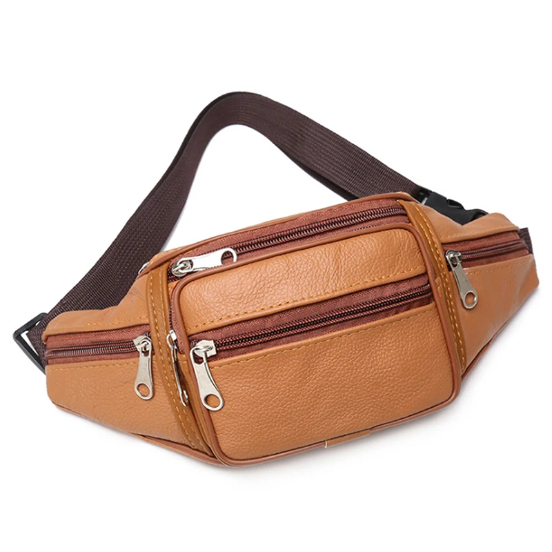 Pochete Masculina Couro PU Cinto Ajustável Bege - Imagem 3