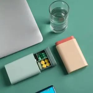 mini caixa portátil organizador de comprimidos