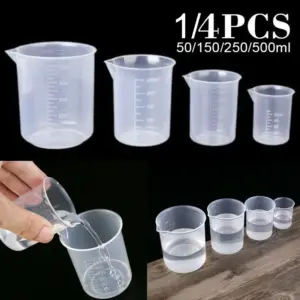 copo medidor de plástico transparente