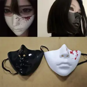 máscara lisa meio rosto halloween
