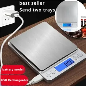 Balança Digital de Bolso 3000g/0.1g Aço Inoxidável Cinza Claro