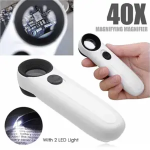 lupa portátil 40x com led