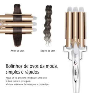 modelador de cachos triplo barril