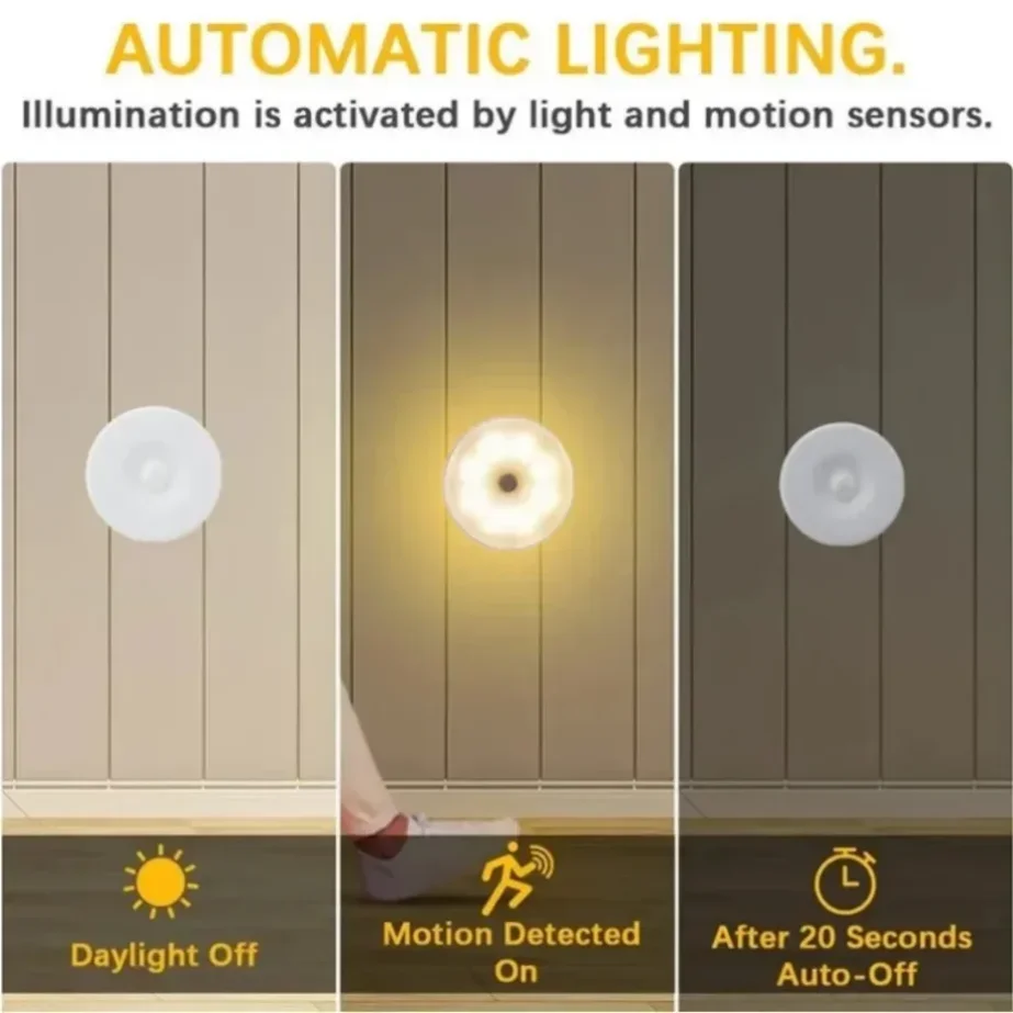Luz Noturna Sensor Movimento Branco Quente/Frio Ajustável - Imagem 4