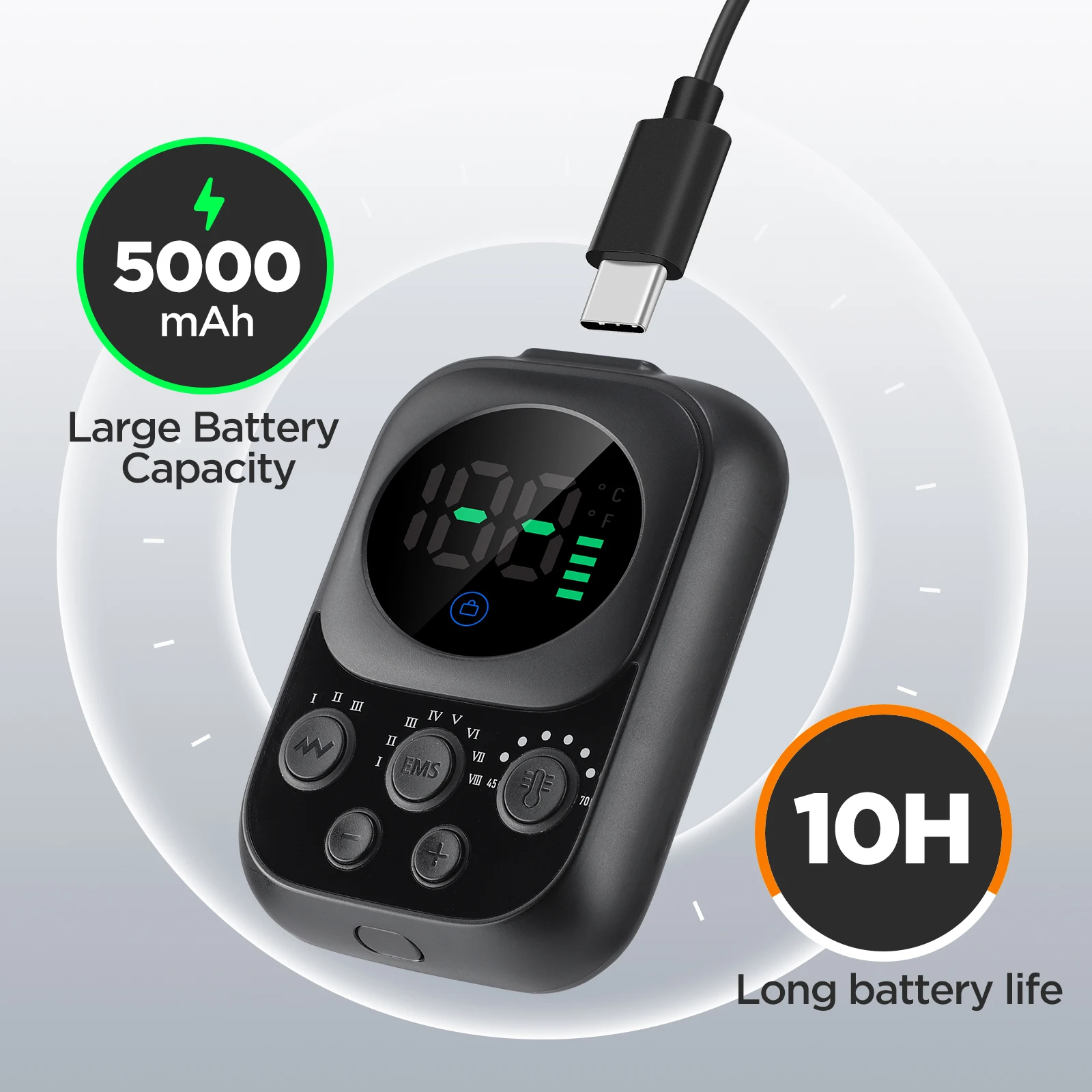 Massageador de Ombro AMH02 Elétrico Vibratório Aquecido Preto - Imagem 6