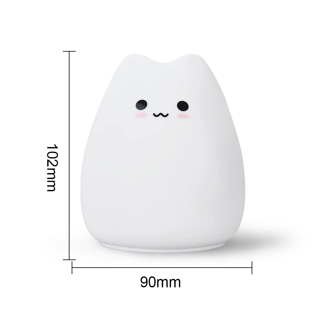 Luz Noturna LED Gato Silicone Toque 7 Cores - Imagem 3