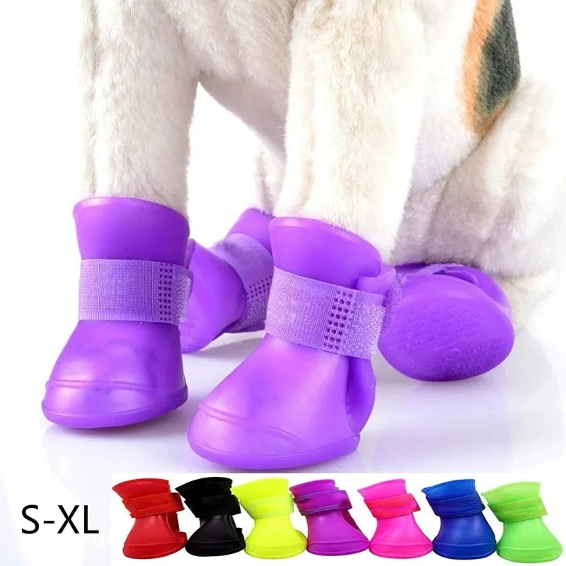 Bota de borracha antiderrapante para cães e gatos 4 unidades - Imagem 6