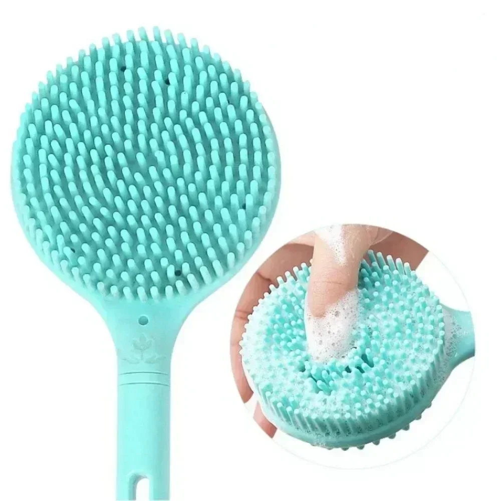 Escova de banho dupla face de silicone cabo longo - Imagem 3