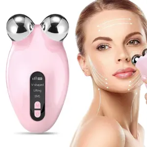 massageador facial ems rolo microcorrente