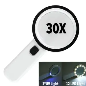 lupa portátil 30x com led