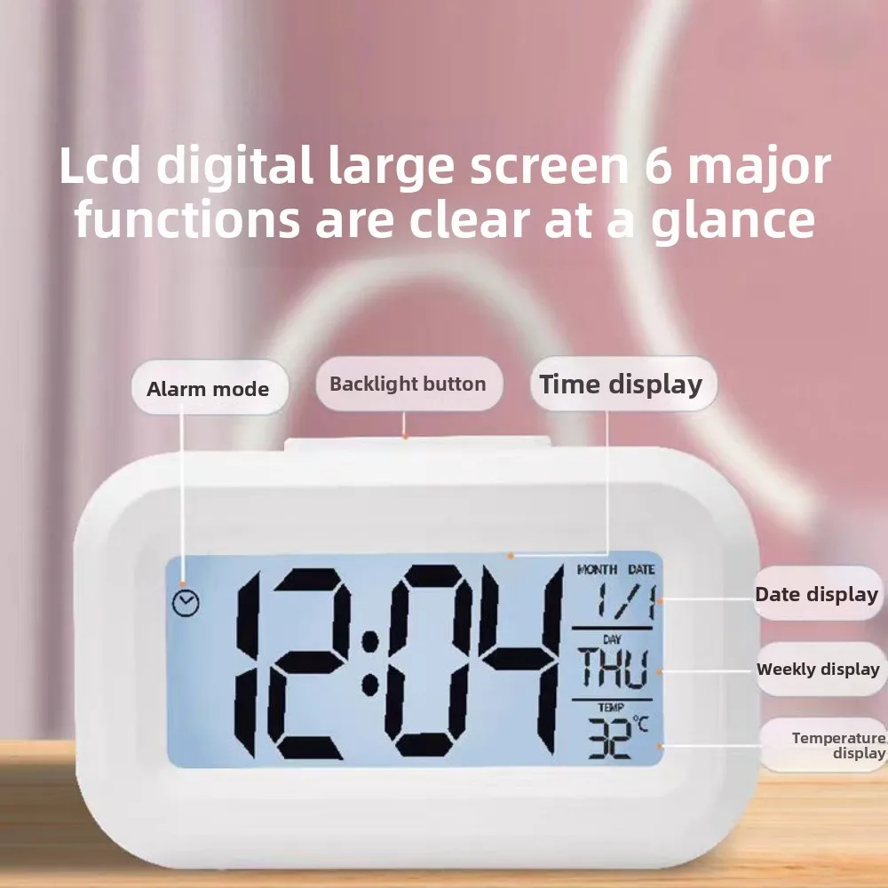 Despertador Digital LED com Luz Noturna Snooze Cinza - Imagem 2