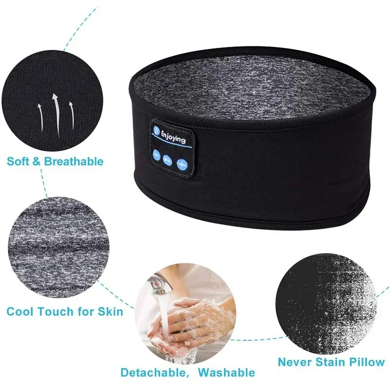 Fone de ouvido Bluetooth tipo bandana elástica sem fio para dormir - Imagem 6