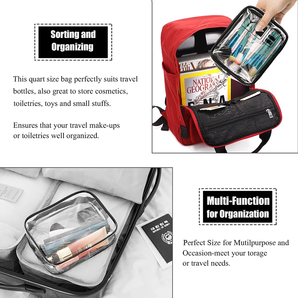 Bolsa Cosmética 3 Peças Transparente para Viagem - Imagem 2