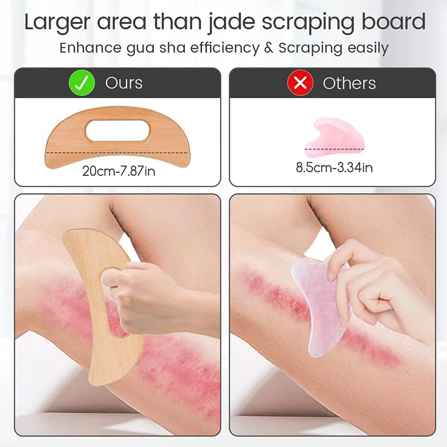 Massageador Manual Gua Sha de Madeira Tábua Corporal 19 cm - Imagem 4