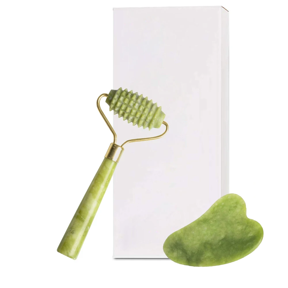 Conjunto Rolo de Jade e Gua Sha Coração Verde - Imagem 4