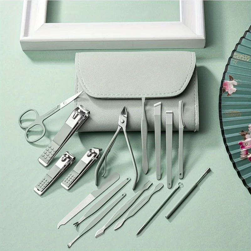 Conjunto de Manicure Pedicure com Estojo Portátil Azul - Imagem 2