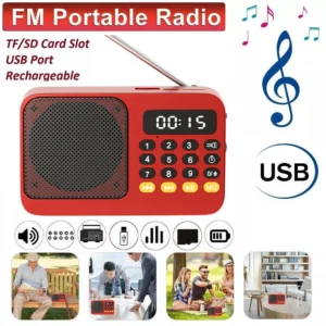 rádio portátil digital fm usb tf mp3 player
