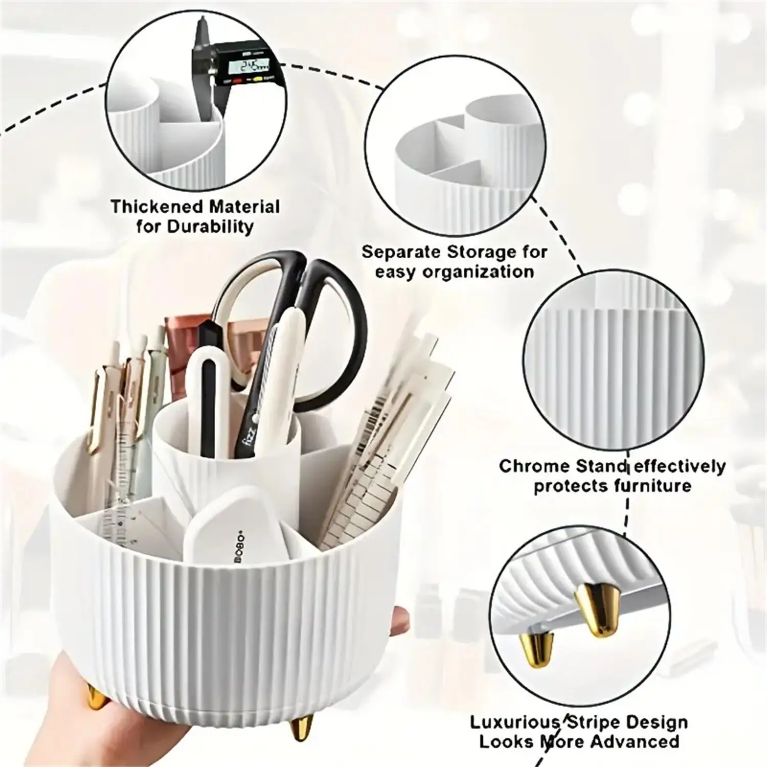 Organizador de maquiagem giratório 360° com 5 compartimentos - Imagem 4