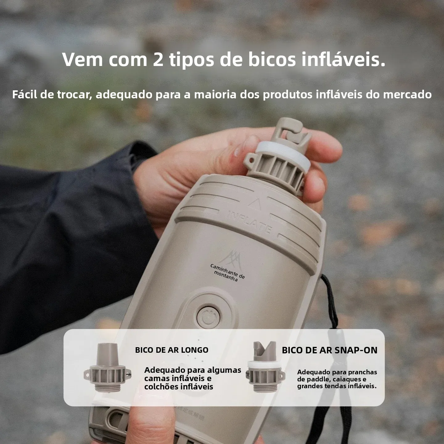 Bomba de Ar Portátil MOUNTAINHIKER USB para Barraca Colchão Boia - Imagem 3