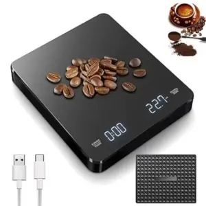 Balança de Café Eletrônica com Timer Display LED Cáqui Escuro