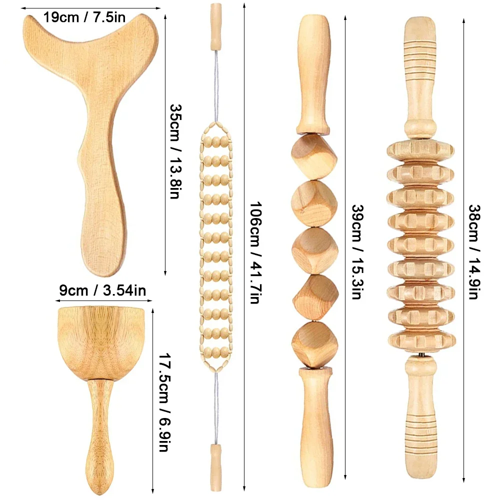Ferramentas de Massagem Madeira Kit Rolo Guasha Roxo - Imagem 6